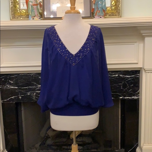 NWT Rampage cobalt blue w/brass trim top - Picture 1 of 7